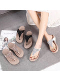 Women Rhinestone Slippers Sandals Slip On Flip Flops Thong Mules Casual Shoes