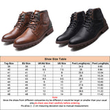 Men Plus Size Retro Style Lace Up Boots High Top Side Zipper Fall Winter Boots