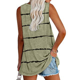 Womens Striped Printed V Neck Vest Tank Tops Summer Sleeveless T-Shirt Pullover