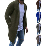 Men's Knitted Sweater Cardigan Long Sleeve Tops Solid Color Warm Winter Clothes