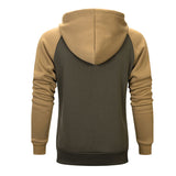 Men Loose Solid Color Stitching Hooded Long Sleeve Hoodies Pullover Sweater Tops
