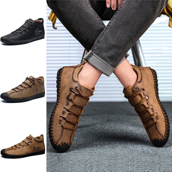 Men's Casual Lace Up Shoes Low Top Breathable Shoes Round Toe Flat Comfortable