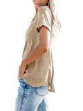 Women's Solid Color Pocket T-Shirt Casual Loose Tops Pullover Blouse Basic Tee