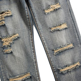 Men Ripped Jeans Straight Skinny Slim Fit Denim Pants Destroyed Frayed Trousers