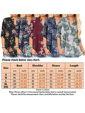 Women Floral Printed V Neck Long Sleeve T-Shirt Pullover Blouse Tops Tunic Tee