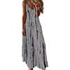 Women's Stitch Tie Dye Printed Dress V Neckline Summer Maxi Sleeveless Dresses