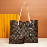 Women PU Leather Tote Shoulder Bag Handbag Satchel Purse With Clutch Bag Pom Pom