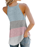 Women's Color Matching Halter Vest Tank Tops Casual Sleeveless T-Shirt Pullover