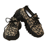 Women Leopard/Stripes Print Running Trainers Lace Up Sneakers Sports Comfy Shoes