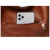 2 Pcs PU Leather Tote Bags Satchel Shoulder Bag & Purse Pouch Wallet Set Large Capacity Messenger Bags Handbag for Women