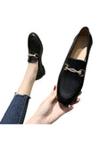 Women's Loafers Buckle Decor Pumps Boat Slip On Flats Work School Comfy Shoes