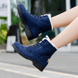 Women's Snow Boots Winter Ankle Boots Lace Up Cotton Warm Fur Lined Anti-Slip Platform Booties Outdoor