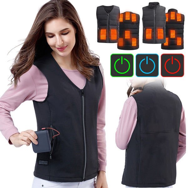 Unisex Electric Heated Vest V-Neck Jacket Waistcoat Thermal Heating Winter Warm