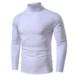 Men High Collar Long Sleeve Casual Tops T-Shirt Jumper Blouse Pullover Basic Tee
