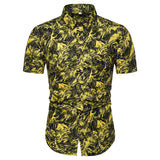 Men Short Sleeve Hawaiian Printed Casual Loose Shirts Beach Holiday Button Tops