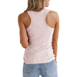 Women's Casual Solid Sleeveless Vest Tank Top Loose T-Shirt Blouse Tops Buttons