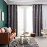 Stars Moon Bronzing Print Shade Thermal Curtain Eyelet Top Curtains Window Drape