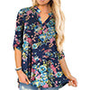 Floral Printed V Neck Long Sleeve T-Shirt For Women Pullover Blouse Tops Tunic Tee