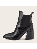Women's Solid Color Ankle Boots Slip On Anti Slip Pointed Toe Casual Block Boots