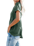 Women's Solid Color Pocket T-Shirt Casual Loose Tops Pullover Blouse Basic Tee