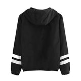 Womens Double Stripes Stitching Long Sleeve Hooded Sweatshirt Hoodie Pullover