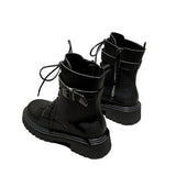 Women's Lace Up&Zip Combat Ankle Boot