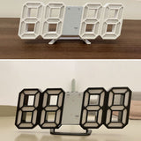 3D Digital Wall Clock LED Desk Alarm Clock Timer Snooze 12/24 Hour Display Digital Clock Night Wall Clock with Temperature Display, USB Charge