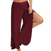 Women Electric Waist Baggy Harem Pants Hippie Yoga Gym Pants Trousers High Slit