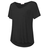 Womens Solid Color Crew Neck Casual Loose Plus Size Short Sleeve Blouse T-shirt
