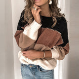 Women striped color block sweater