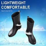 Women Rain Boots Black Waterproof Mid Calf Booties Fashion Out Work Garden Shoes