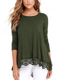 Women's Solid Color Crew Neck Long Sleeve T-Shirt Pullover Blouse Tops Tunic Tee