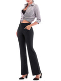 Women Slim Yoga Pants Trousers Fitness Sports Flared Pants Elastic Waist Pockets