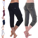 Womens Capris Running Fitness Jogging Gym Pants High Waist Workout Trousers Plus Size