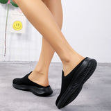Women Flying Weaving Slippers Mules Slip On Round Toe Casual Athletic Shoes Flat