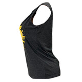 Women's Round Neck Sleeveless Loose Tank Sunflower Printed Pullover Hips Length