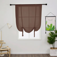 Tie Up Window Curtains, Sheer Window Drapes,Short Curtain Scarf,Cafe Kitchen Curtain Valance,Rod Pocket Curtain Panel