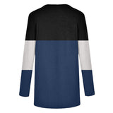 Women's Knot Casual T Shirt Sweatshirt Color Block Long Sleeve Blouse Pullover