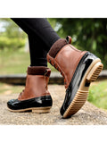 Women's Waterproof High Top Boots Lace Up Duck BootsRound Toe Rain Booties Anti Slip