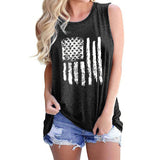 Women's Round Neck Sleeveless Loose Tank National Flag Printed Pullover Summer