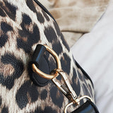 Leopard Leather Weekender Travel Bag for Women Men Cheetah Animal Print Duffle Overnight Tote Gym Bags
