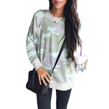 Women Long Sleeve Camouflage Pullover T-Shirt Loose Jumper Tops Sweatshirt Tunic