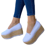 Womens Breathable Solid Color Slip On Round Toe Casual Daily Wear Platform Shoes