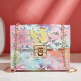 Women PU Leather Shoulder Bag Messenger Cross Body Clutch Purse With Chain Strap