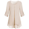 Women's Adjusted 3/4 Sleeve Crew-Neck Chiffon Shirt Casual Loose Pullover Blouse