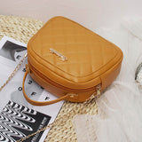 Women PU Leather Quilted Shoulder Bag with Chain Strap, Small Purse Crossbody Bag Handbag