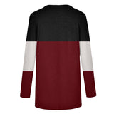 Women's Knot Casual T Shirt Sweatshirt Color Block Long Sleeve Blouse Pullover