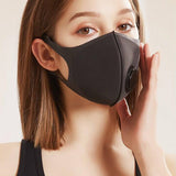 CUH Black Frabic Face Masks With Valve,Adult Woman Man Mouth Covering,Strethable Mouth-muffle,Washable Reusable Mask