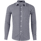Men Casual Cotton Plaid Printed Long Sleeve Shirt Lapel Tops Blouse Button-Down