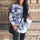 Women Long Sleeve Camouflage Pullover T-Shirt Loose Jumper Tops Sweatshirt Tunic